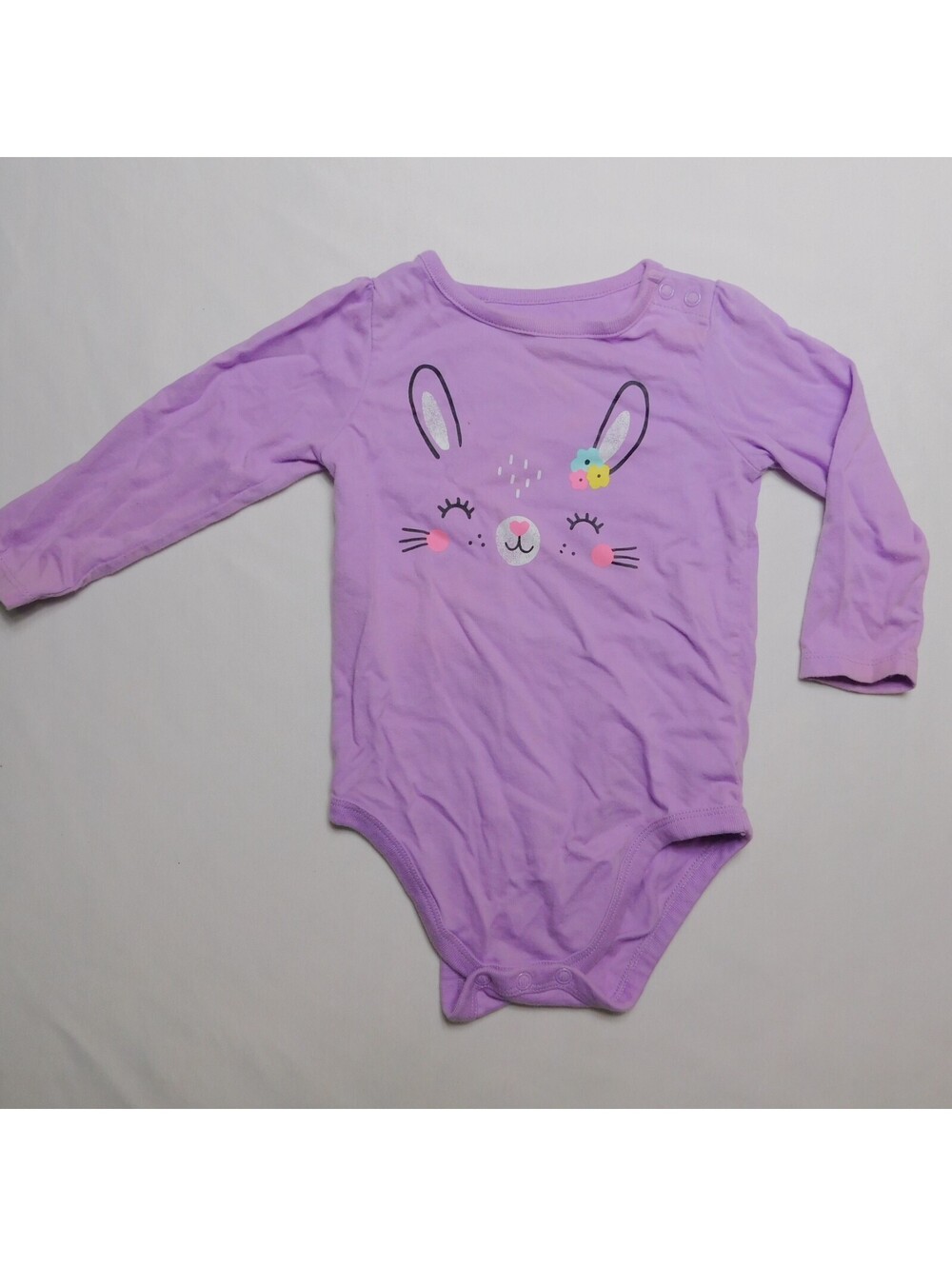 Garanimals Baby Girls Bodysuit 18 Months Purple Bunny Rabbit Long Sleeve